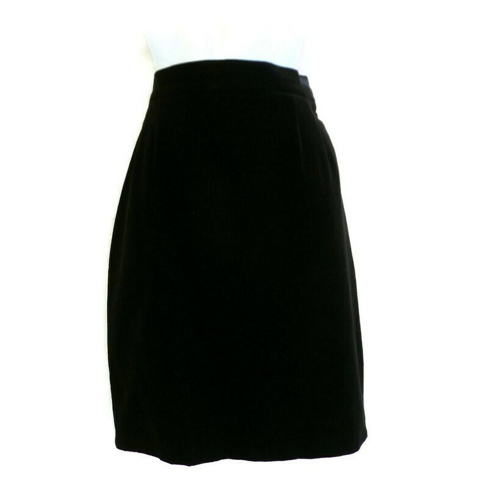 VeLVeT Vintage 90s Karl Lagerfeld Thick Black Velvet Skirt Pencil Side Zip 10